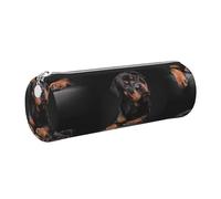 Tcoay Pencil Case Leather Cosmetic Pouch Bag Portable Pencil Pouch with Silver Zipper,Rottweiler Loving Confident and Loyal