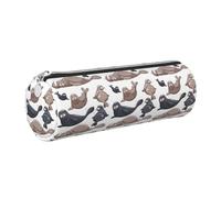 Tcoay Pencil Case Leather Cosmetic Pouch Bag Portable Pencil Pouch with Silver Zipper,Seals Illustration Sea Lion