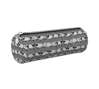 Tcoay Pencil Case Leather Cosmetic Pouch Bag Portable Pencil Pouch with Silver Zipper,Sheep Kids Grey Gender Neutral Farm Animals