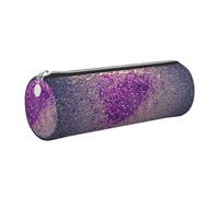 Tcoay Pencil Case Leather Cosmetic Pouch Bag Portable Pencil Pouch with Silver Zipper,Silver Purple