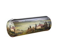 Tcoay Pencil Case Leather Cosmetic Pouch Bag Portable Pencil Pouch with Silver Zipper,Tuscany Seen from Stone Ancient Village of Montepulciano Italy in Cloudy Day Nature