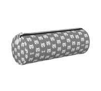 Tcoay Pencil Case Leather Cosmetic Pouch Bag Portable Pencil Pouch with Silver Zipper,Westie West Highland White Terrier Dogs On Grey