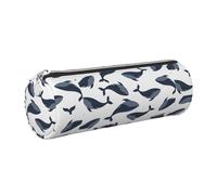 Tcoay Pencil Case Leather Cosmetic Pouch Bag Portable Pencil Pouch with Silver Zipper,Whale