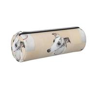 Tcoay Pencil Case Leather Cosmetic Pouch Bag Portable Pencil Pouch with Silver Zipper,Whippet Dog