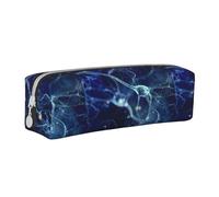 Tcoay Pencil Case Portable Cylindrical Pencil Pouch with Zipper Leather Cosmetic Pouch Bag,3D Brain Cell Neuron Neurology