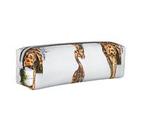 Tcoay Pencil Case Portable Cylindrical Pencil Pouch with Zipper Leather Cosmetic Pouch Bag,3D Giraffe South Africa