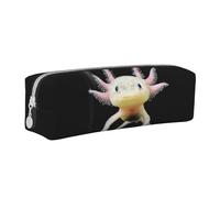 Tcoay Pencil Case Portable Cylindrical Pencil Pouch with Zipper Leather Cosmetic Pouch Bag,Axolotl Print