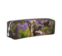 Tcoay Pencil Case Portable Cylindrical Pencil Pouch with Zipper Leather Cosmetic Pouch Bag,Belgian Malinois Pets Dogs Belgian Malinois