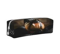 Tcoay Pencil Case Portable Cylindrical Pencil Pouch with Zipper Leather Cosmetic Pouch Bag,Black Mamba Snake Print