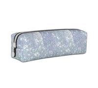 Tcoay Pencil Case Portable Cylindrical Pencil Pouch with Zipper Leather Cosmetic Pouch Bag,Bling Silver Printed Glitter