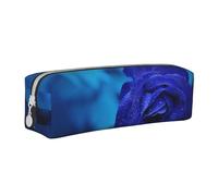 Tcoay Pencil Case Portable Cylindrical Pencil Pouch with Zipper Leather Cosmetic Pouch Bag,Blue Rose