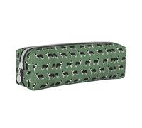Tcoay Pencil Case Portable Cylindrical Pencil Pouch with Zipper Leather Cosmetic Pouch Bag,Border Collies Green Border Collie Collies