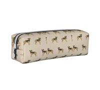 Tcoay Pencil Case Portable Cylindrical Pencil Pouch with Zipper Leather Cosmetic Pouch Bag,Border Terrier Dog Tan