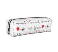 Tcoay Pencil Case Portable Cylindrical Pencil Pouch with Zipper Leather Cosmetic Pouch Bag,Calling Nurses White Heart Beat
