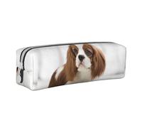 Tcoay Pencil Case Portable Cylindrical Pencil Pouch with Zipper Leather Cosmetic Pouch Bag,Cavalier King Charles Spaniel Brown Spaniel