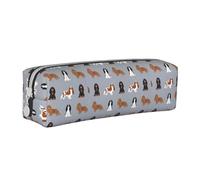 Tcoay Pencil Case Portable Cylindrical Pencil Pouch with Zipper Leather Cosmetic Pouch Bag,Cavalier King Charles Spaniel Dog