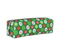 Tcoay Pencil Case Portable Cylindrical Pencil Pouch with Zipper Leather Cosmetic Pouch Bag,Christmas Holly Berry Pattern