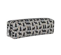 Tcoay Pencil Case Portable Cylindrical Pencil Pouch with Zipper Leather Cosmetic Pouch Bag,Cocker Spaniel with Coffees Black Cocker Spaniel Dog with Coffee Grey