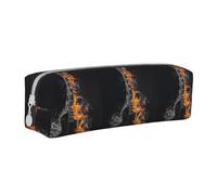 Tcoay Pencil Case Portable Cylindrical Pencil Pouch with Zipper Leather Cosmetic Pouch Bag,Cold Acoustic Guitar On Fire