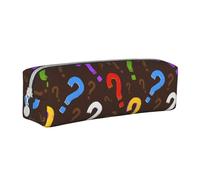 Tcoay Pencil Case Portable Cylindrical Pencil Pouch with Zipper Leather Cosmetic Pouch Bag,Colorful Question Mark