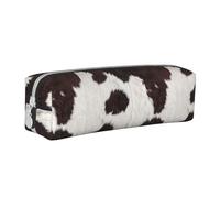 Tcoay Pencil Case Portable Cylindrical Pencil Pouch with Zipper Leather Cosmetic Pouch Bag,Cow Skin Abstract Africa Animal Black