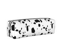 Tcoay Pencil Case Portable Cylindrical Pencil Pouch with Zipper Leather Cosmetic Pouch Bag,Cow Skin Dalmatians Dog Spots Animal Animals Dalmatian