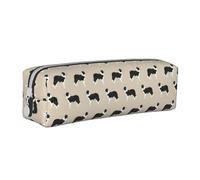 Tcoay Pencil Case Portable Cylindrical Pencil Pouch with Zipper Leather Cosmetic Pouch Bag,Cute Border Collies