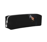 Tcoay Pencil Case Portable Cylindrical Pencil Pouch with Zipper Leather Cosmetic Pouch Bag,Doberman Pinscher Pets Dogs Black Dogs Doberman