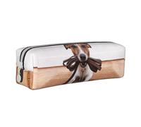 Tcoay Pencil Case Portable Cylindrical Pencil Pouch with Zipper Leather Cosmetic Pouch Bag,Dogs Jack Russell Terrier Animals