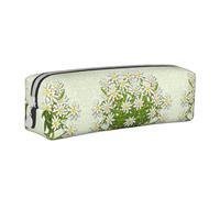Tcoay Pencil Case Portable Cylindrical Pencil Pouch with Zipper Leather Cosmetic Pouch Bag,Edelweiss Swiss Mountain Flowers