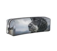 Tcoay Pencil Case Portable Cylindrical Pencil Pouch with Zipper Leather Cosmetic Pouch Bag,English Cocker Spaniel Large Curly Ears Black