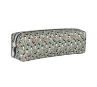Tcoay Pencil Case Portable Cylindrical Pencil Pouch with Zipper Leather Cosmetic Pouch Bag,English Springer Spaniel Dog Breed Florals Dog