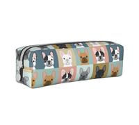 Tcoay Pencil Case Portable Cylindrical Pencil Pouch with Zipper Leather Cosmetic Pouch Bag,Frenchie Dog