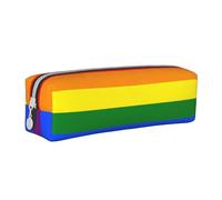 Tcoay Pencil Case Portable Cylindrical Pencil Pouch with Zipper Leather Cosmetic Pouch Bag,Gay Pride LGBT Rainbow Flag
