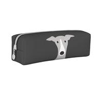 Tcoay Pencil Case Portable Cylindrical Pencil Pouch with Zipper Leather Cosmetic Pouch Bag,Greyhound Italian Cute Whippet Dog