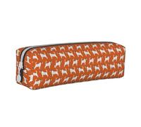 Tcoay Pencil Case Portable Cylindrical Pencil Pouch with Zipper Leather Cosmetic Pouch Bag,Jack Russell Terriers Orange Cute Dog Jack Russells