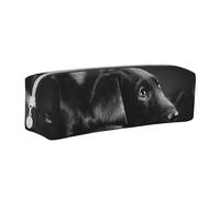 Tcoay Pencil Case Portable Cylindrical Pencil Pouch with Zipper Leather Cosmetic Pouch Bag,Lovely Black Labrador Dog