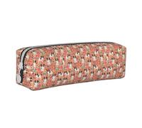 Tcoay Pencil Case Portable Cylindrical Pencil Pouch with Zipper Leather Cosmetic Pouch Bag,Papillons Floral Peach Cute Pet Dogs Best Papillon Toy Spaniel Dog