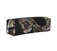 Tcoay Pencil Case Portable Cylindrical Pencil Pouch with Zipper Leather Cosmetic Pouch Bag,Python Snake