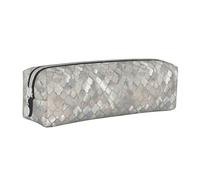 Tcoay Pencil Case Portable Cylindrical Pencil Pouch with Zipper Leather Cosmetic Pouch Bag,Quatrefoil Moroccan Mother of Pearl