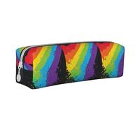 Tcoay Pencil Case Portable Cylindrical Pencil Pouch with Zipper Leather Cosmetic Pouch Bag,Rainbow Splat LGBT Pride