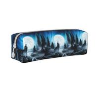Tcoay Pencil Case Portable Cylindrical Pencil Pouch with Zipper Leather Cosmetic Pouch Bag,Resentment of The Wolf