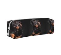 Tcoay Pencil Case Portable Cylindrical Pencil Pouch with Zipper Leather Cosmetic Pouch Bag,Rottweiler Loving Confident and Loyal