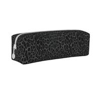 Tcoay Pencil Case Portable Cylindrical Pencil Pouch with Zipper Leather Cosmetic Pouch Bag,Seamless Black Leopard Print
