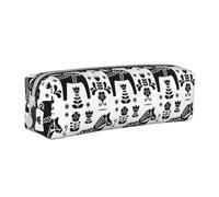 Tcoay Pencil Case Portable Cylindrical Pencil Pouch with Zipper Leather Cosmetic Pouch Bag,Swedish Folk Art Dala Daleclarian Horse
