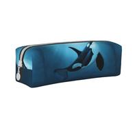 Tcoay Pencil Case Portable Cylindrical Pencil Pouch with Zipper Leather Cosmetic Pouch Bag,The Dreamer Orca