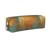 Tcoay Pencil Case Portable Cylindrical Pencil Pouch with Zipper Leather Cosmetic Pouch Bag,Trendy Rich Copper Patina Metallic