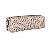 Tcoay Pencil Case Portable Cylindrical Pencil Pouch with Zipper Leather Cosmetic Pouch Bag,Vintage Doxie Sausage Dogs Dachshund Pattern Girls