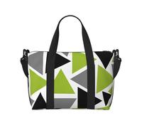 Tcoay Random Triangles Lime Green Gray Black On White, Beach Bag For Women - Reusable Hand Travel Shoulder Bags