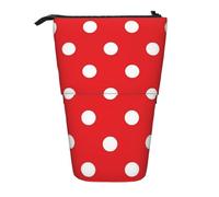 Tcoay Red and White Dots,Standing Pencil Holder Stationery Bag Pencil Pouch Organizer Telescopic Pencil Case